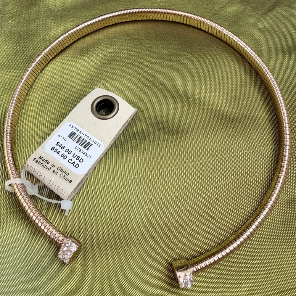 Anthropologie Gold-Tone Choker with Crystal Accents
